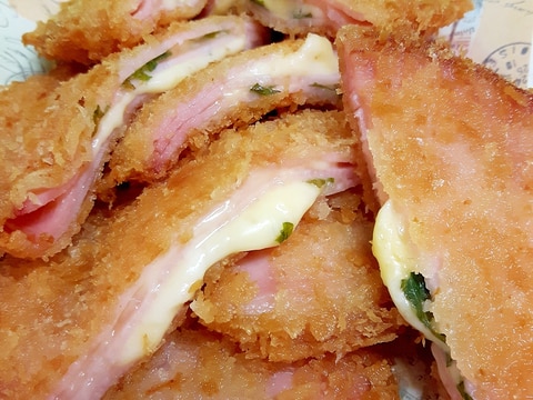 子供が大好き!ハムカツwithチーズ&大葉♪